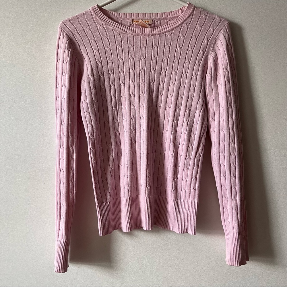Sweet Romeo Light Pink Cable Knit Sweater